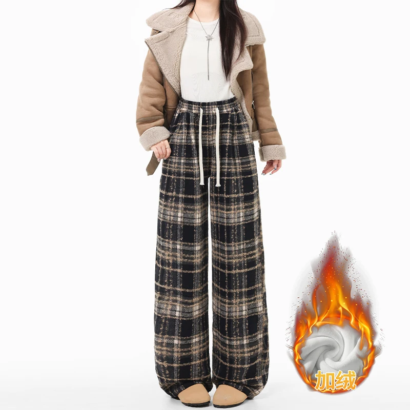 

Winter cotton pants are here in Japanese styleiconBasic Fashionable Plaid Fleece-Lined Wide-Leg Pants for Women