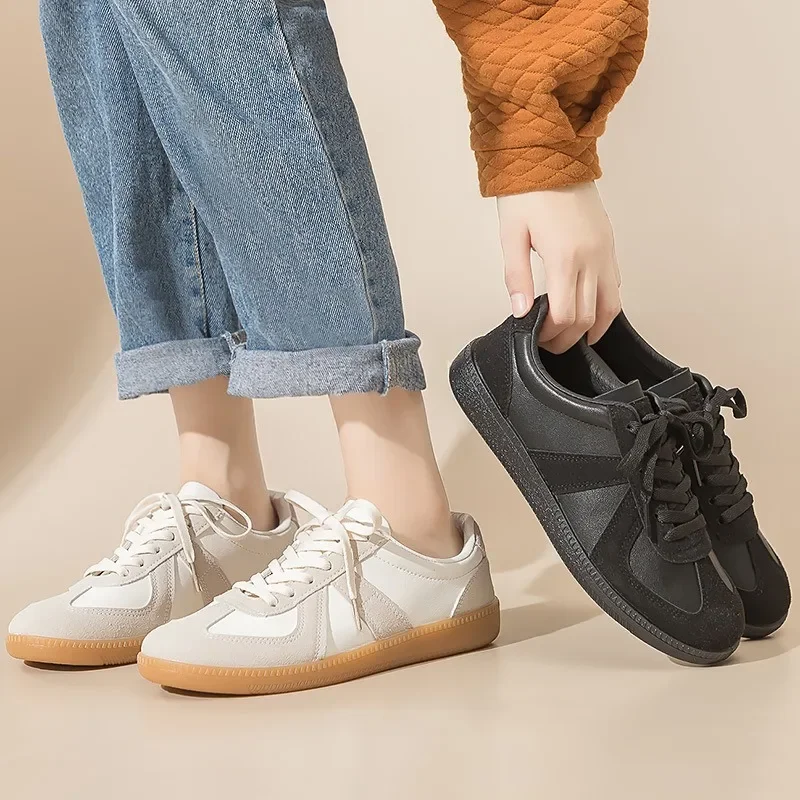 Maat 35-44 Unisex Sneakers Heren Zachte Leren Vrijetijdsschoenen Tennis Flats Antislip Skate Schoenen Duits Sneakers Wandelen Joggingschoenen