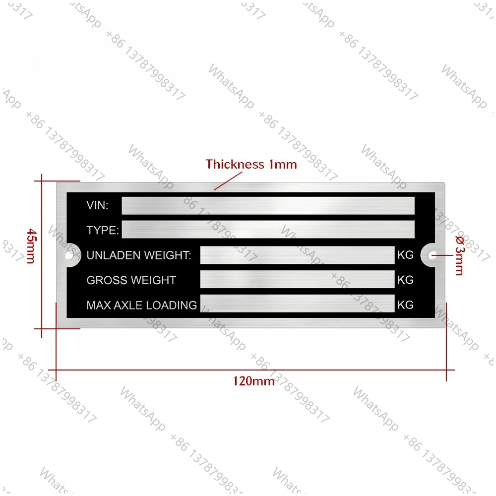 Trailer Blank Weight Chassis Plate with 4mm Steel Die Metal Number & Letter Stamp Punch Set