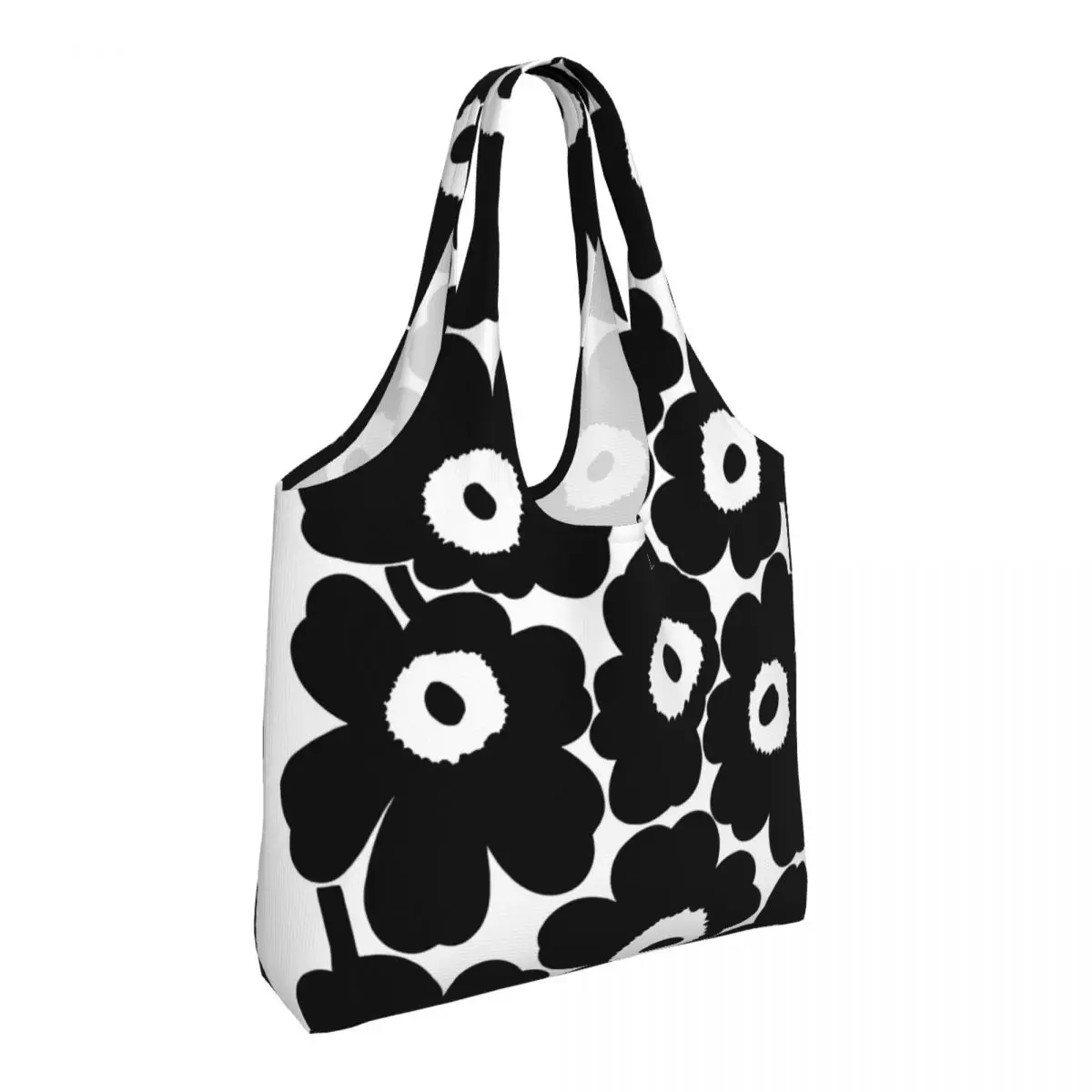 Custom Little Poppy Print Grocery Shopping Bags Canvas Shopper Tote Shoulder Bags Big Capacity Washable  Modern Style Handbag