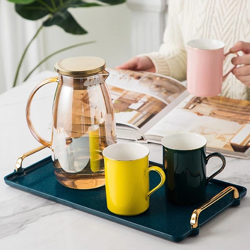 Assiette à dessert rectangulaire en plastique, tasse à thé domestique, tasse à eau, service alimentaire, assiette à bijoux, stockage de bureau