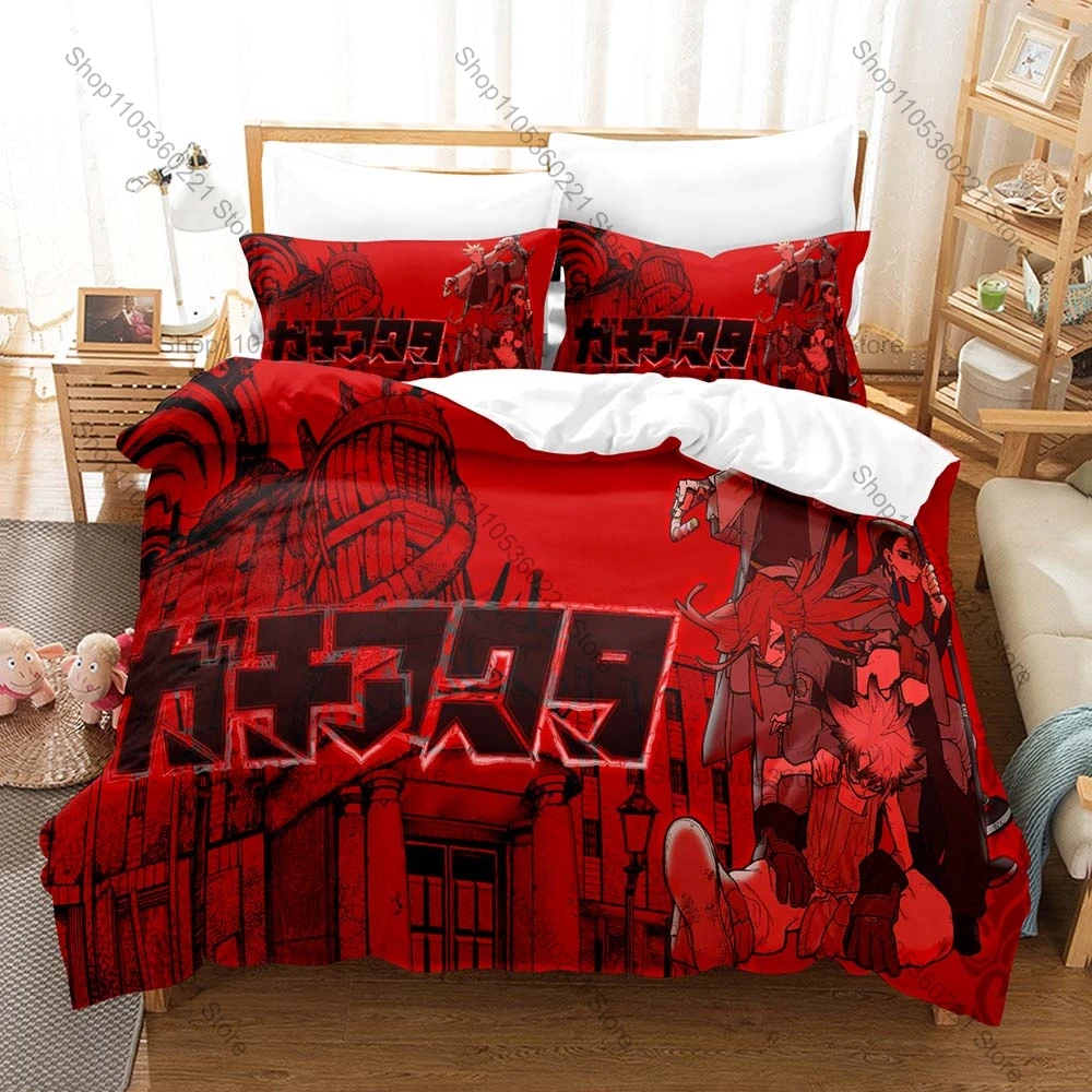 Cool Street Graffiti Art Gachiakuta Chibi Characters Cleaners Battle Scene Anime Merch 3PCS Bedding Duvet Cover + 2 Pillowcases