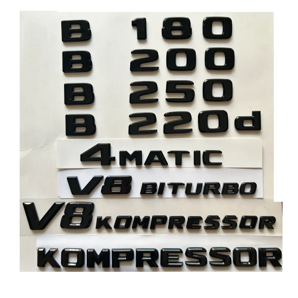 Letras y Símbolos en Negro Brillante B180 B200 B250 B220d B270 B180d Emblemas Insignias
