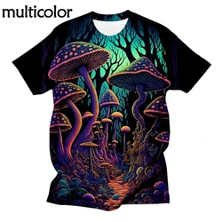 Summer Men's Casual T Shirts 3d Printed T-shirt Art Design Colorful Mushroom Printing T-shirts Top Short Sleeve Streetwear Tees