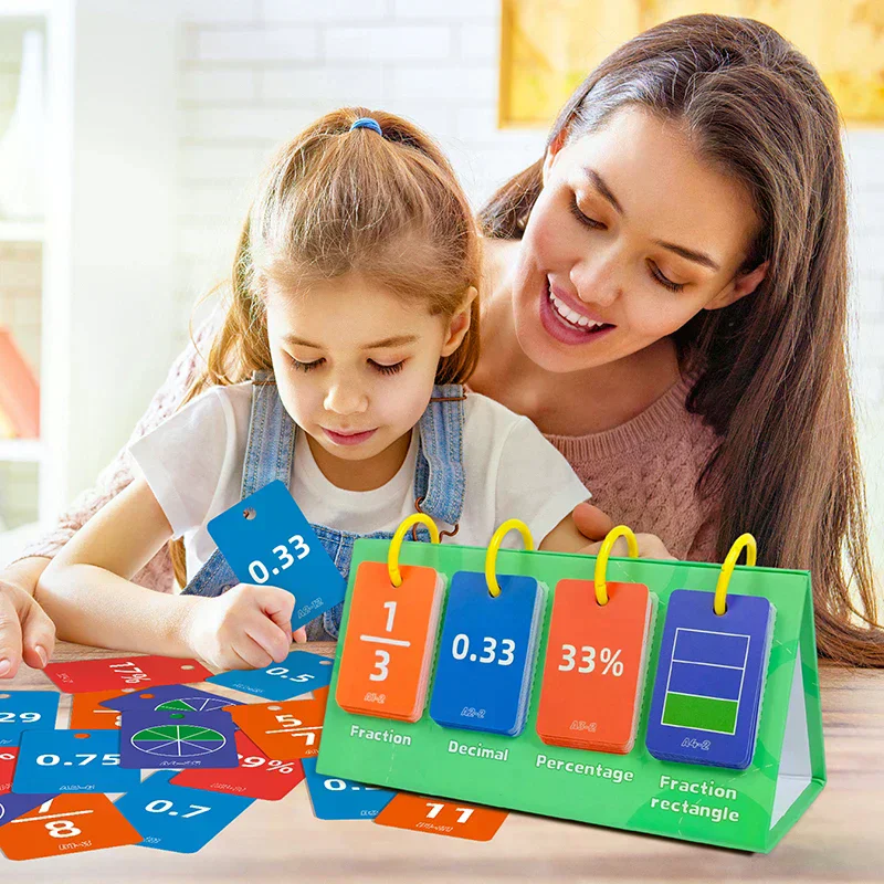 104PCS Decimal Fraction Percentage Conversion Cards Table Model Education Card Thinking Cognition Training Kids Educational Toys