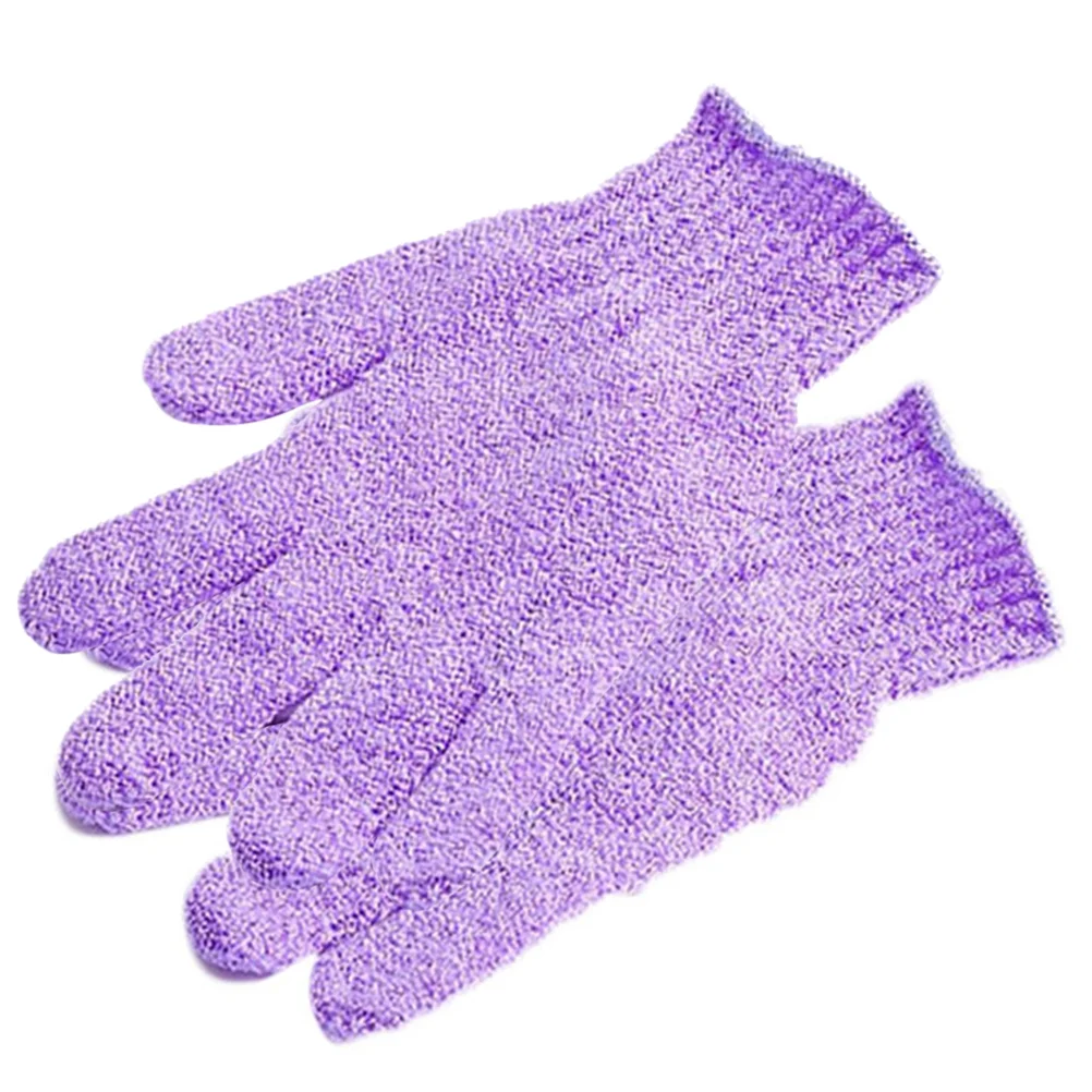 2pcs Shower Exfoliating Bath Gloves Nylon Shower Gloves Body Scrub Exfoliator for Men Women Kids(Purple)