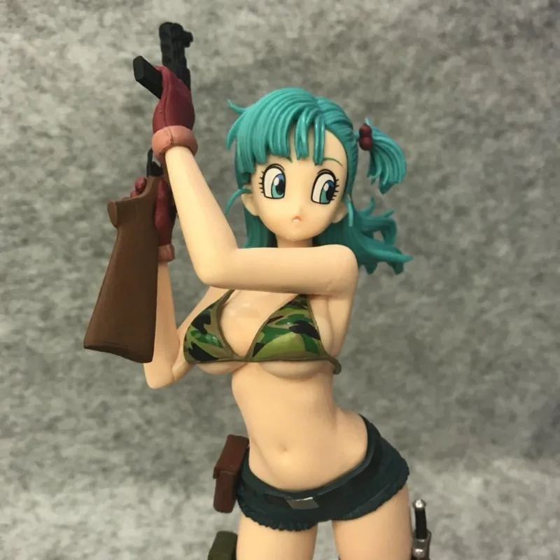 Dragon Ball Figures Bulma Figure Action Model Camouflage Cute Glitter Glamours Collectible Doll Kids Toys Room Decoration 24cm