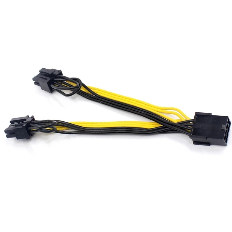 EPS CPU 8Pin إلى 2-Port PCIe 8Pin Dual PCI-E 6 + 2Pin Y الفاصل مينر GPU بطاقة الرسومات كابل إمداد الطاقة الحبل 18AWG 20 سنتيمتر