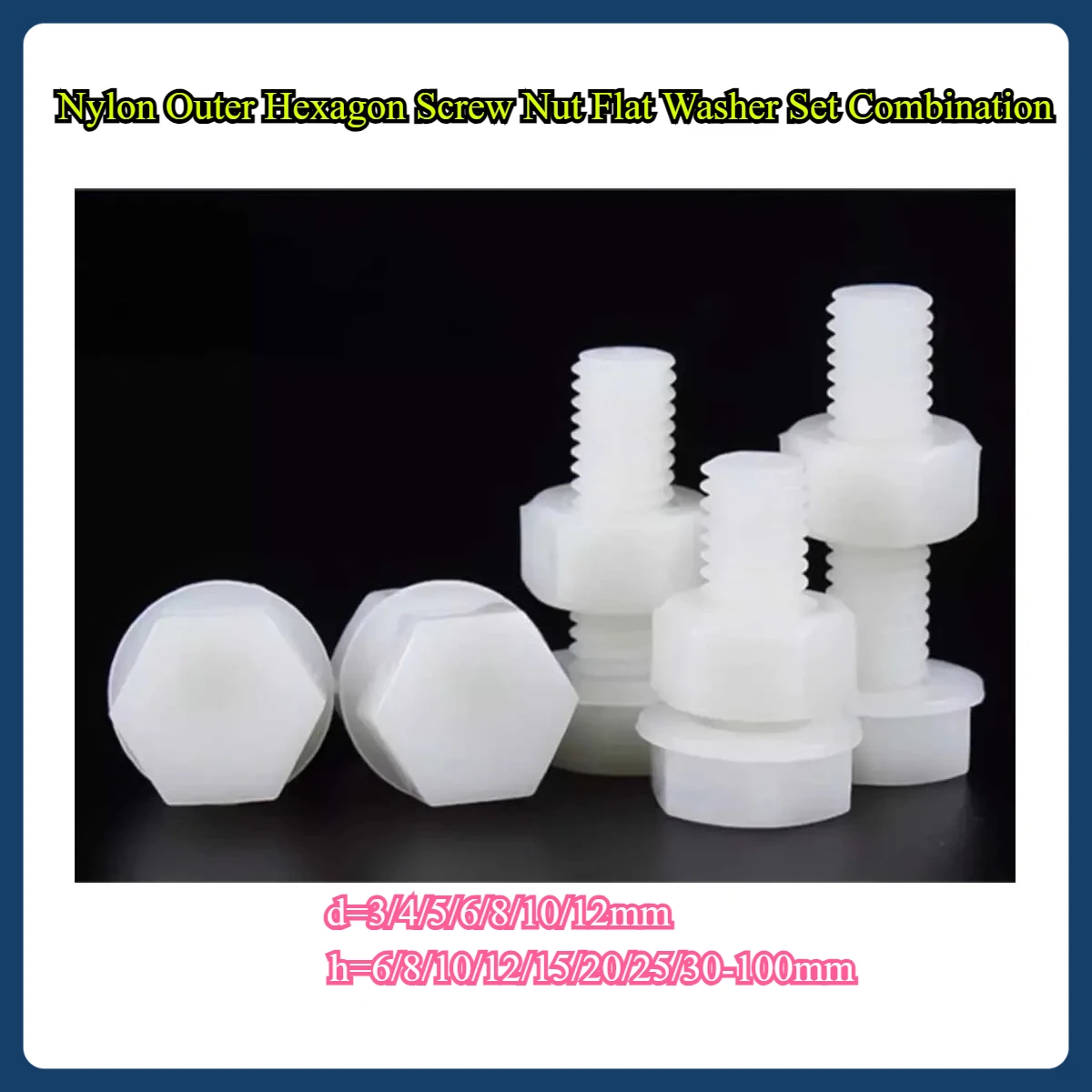 

Nylon Outer Hexagon Screw Nut Flat Washer Set Combination/Plastic Insulated Bolt M3-M12
