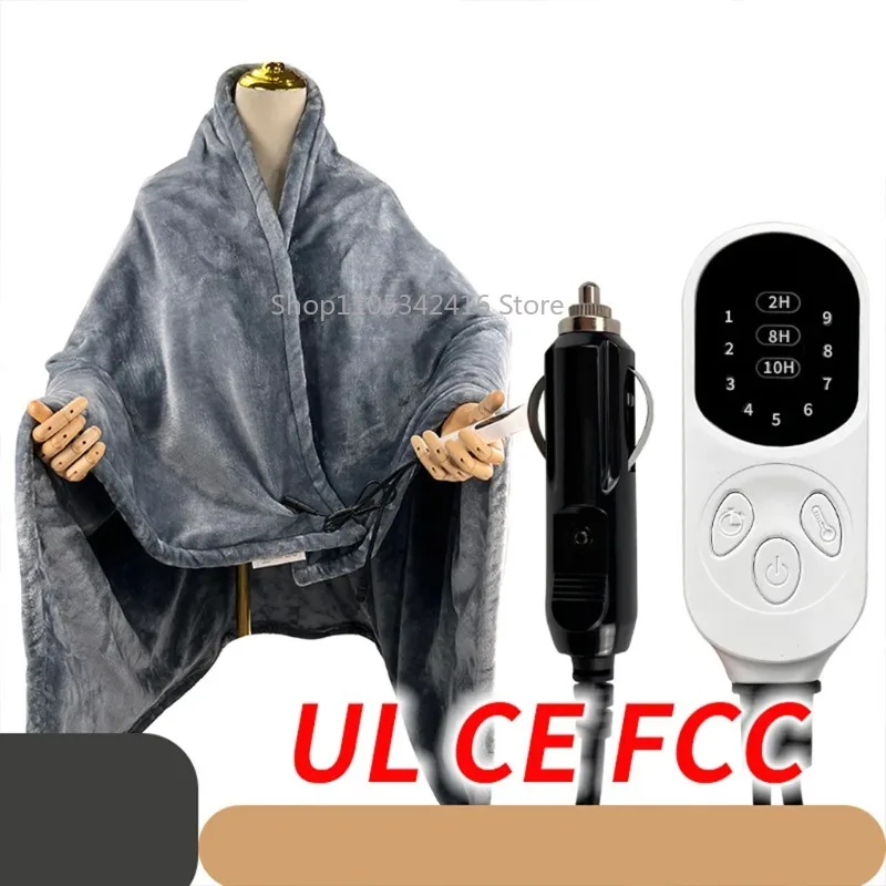 Electric Heated Flannel Blanket Cape Pad, 9 Heating Levels, Fast Heating & Portable for Warmth