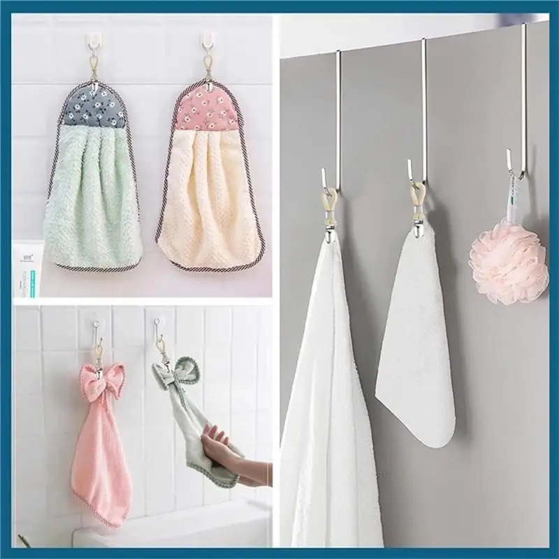 Braided Multipurpose Towel Hanger Bathroom Towel Clips Cotton Loop Metal Clamp Multi Purpose Hooks Home Socks Clothes Hanger