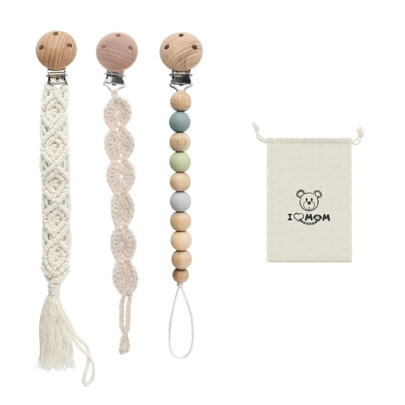 J15U المنسوجة يدويا الكروشيه الطفل عضاضة كليب غير قطرة سيليكون هوة كليب هدية الوليد #1