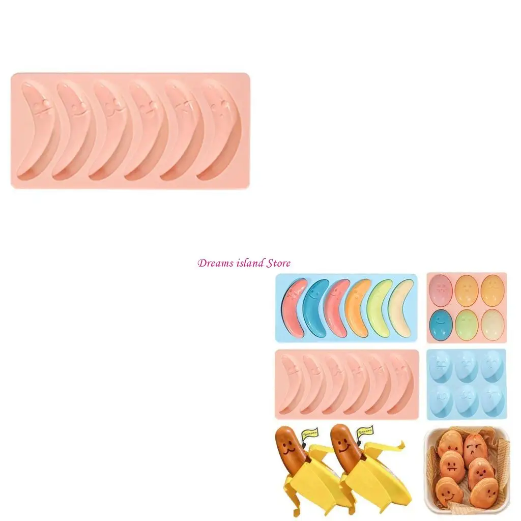 6 Cavity Banana Eggs Silicone Mold Baby Complementary Homemade- Diy Ham- Sausage Baking Mold HX6C