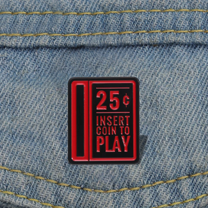 

Video Game Arcade Enamel Pins Custom INSERT COIN TO PLAY Brooches Lapel Badges Cartoon Funny Jewelry Gift for Friends