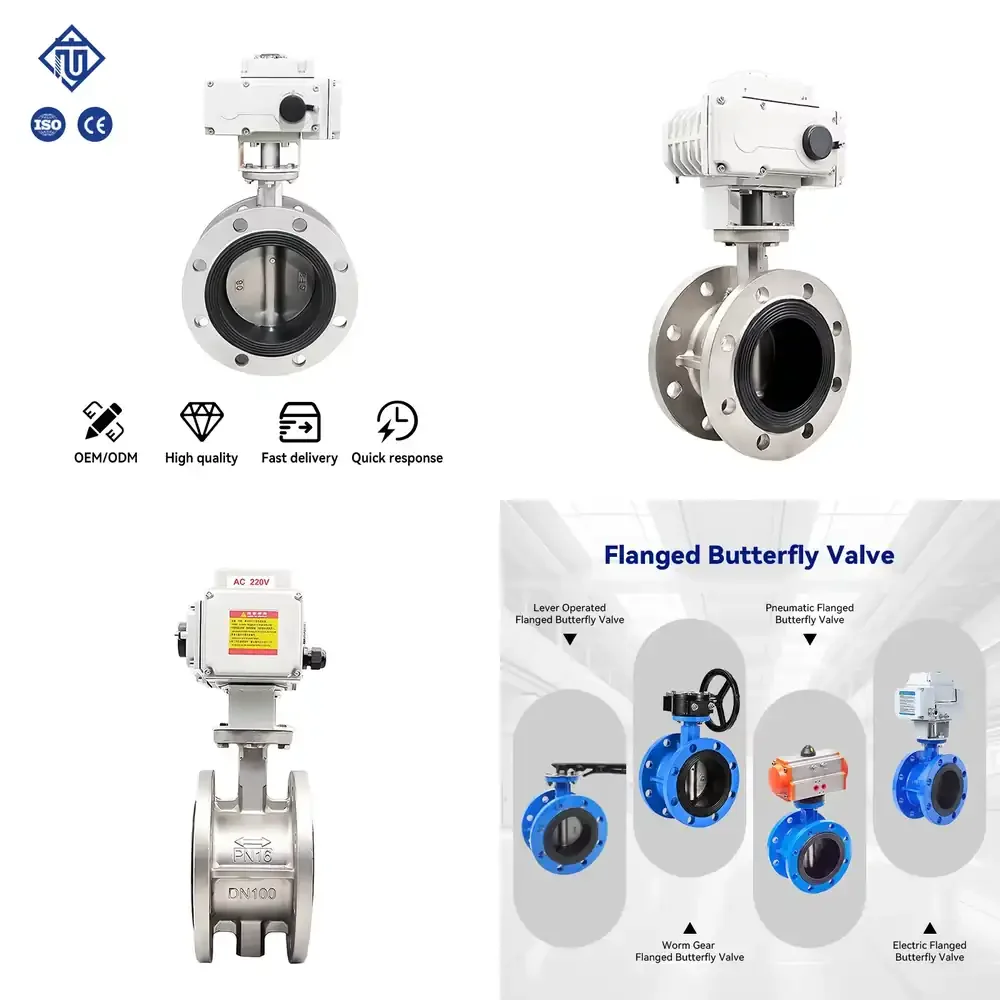 Wanjiree SS304 SS316 4in-16in Class 150 Electric Soft-sealed Flanged Butterfly Valve 1 Year Warranty
