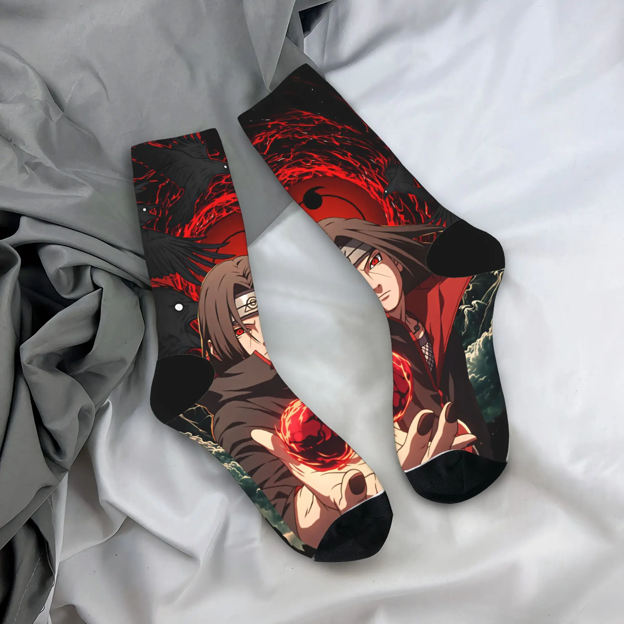 Uchiha Itachi Socks  Kawaii Stockings Winter Anti-Slip Couple Socks Medium Soft Graphic Running Sports Socks