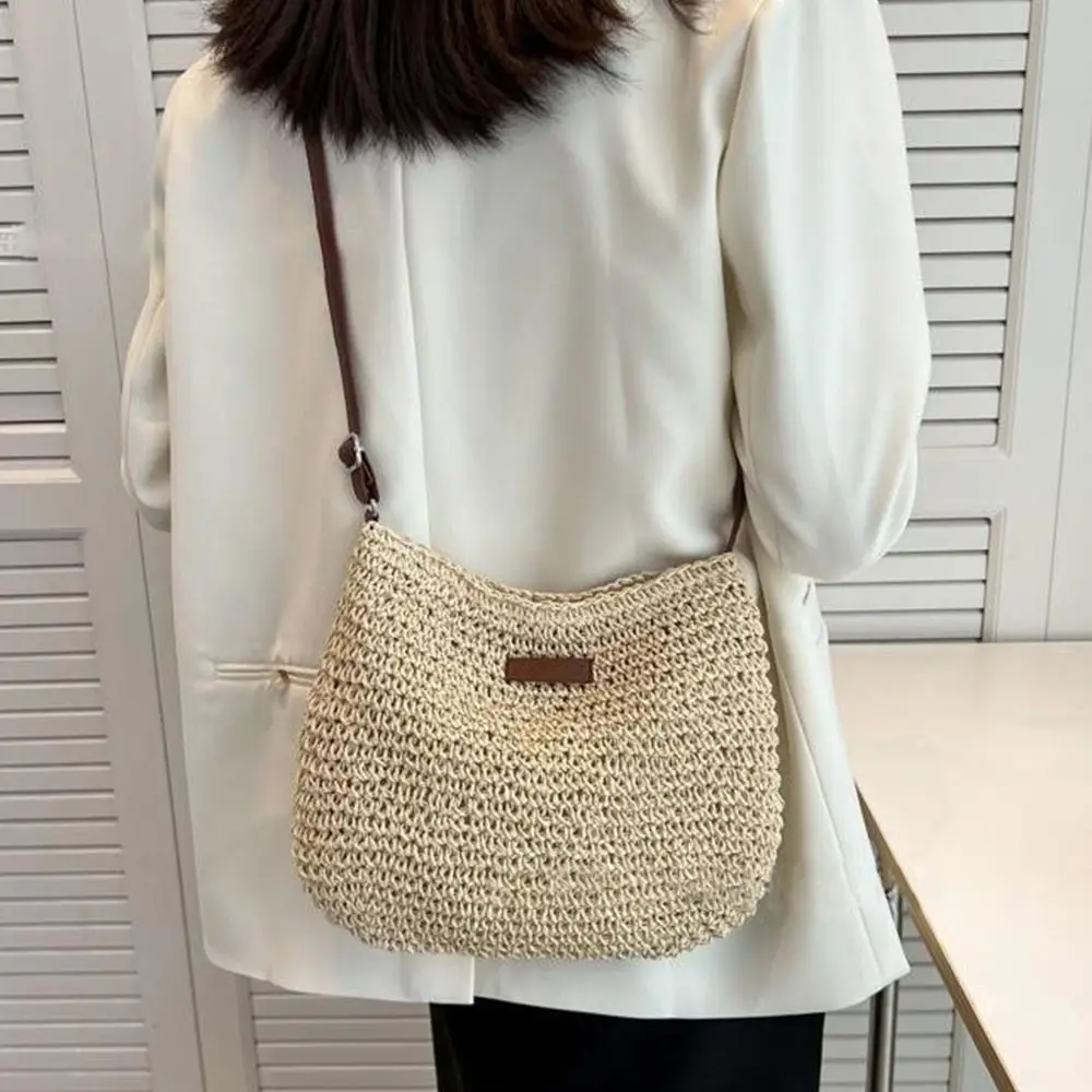 محافظ وحقائب يد منسوجة من القش للنساء ، حقائب كتف ، حقيبة جانبية منسوجة للسيدات ، حقيبة يد للشاطئ