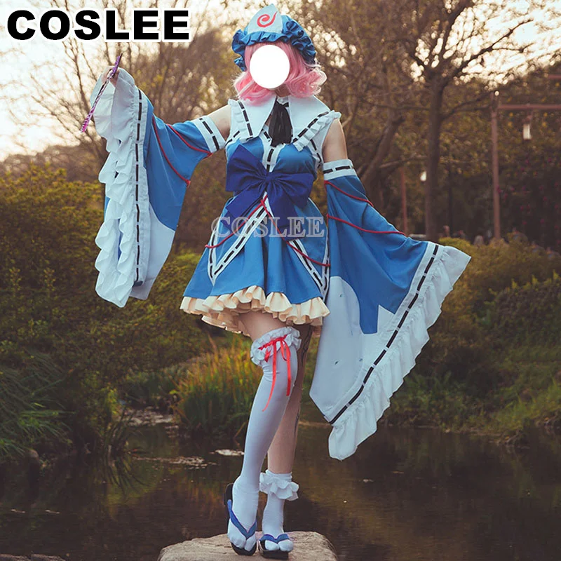 

COSLEE Saigyoji Yuyuko Cosplay Costume Touhou Project Lovely Dress Uniform Women Play Role Clothing Hallowen Party Outfit New