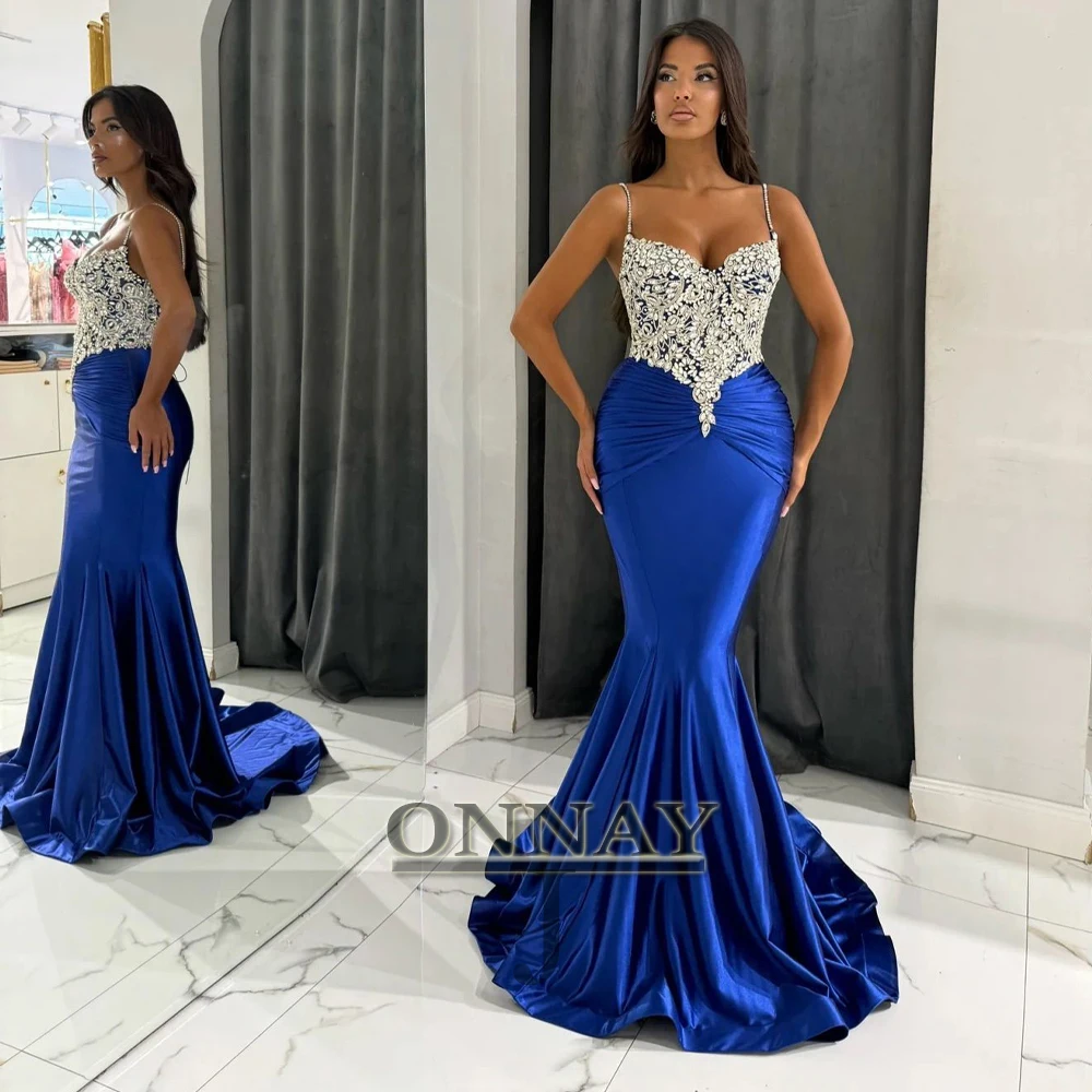 

Customized Classic Mermaid Prom Dresses for Women Strapless Pearls Pleat Kuwait Saudi Arabric Gala Bespoke Vestidos De Fiesta