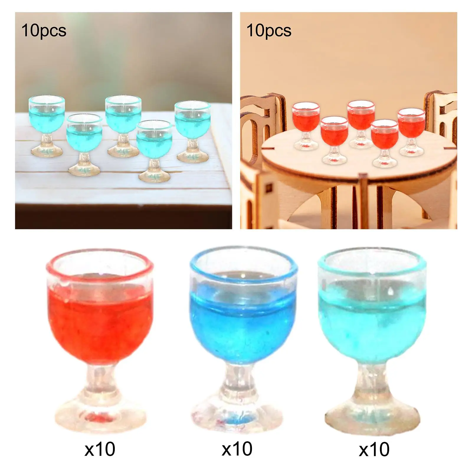 10 Pieces 1:12 Miniature Wine Glass Dollhouse Drinking Water Cups Model