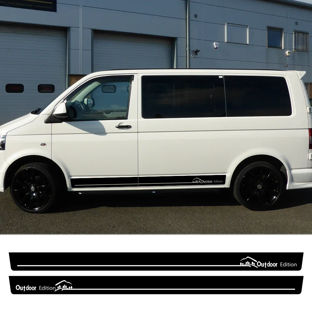 2Pcs Car Door Side Stickers For Volkswagen Multivan Transporter Caravelle T5 T6 Vinyl Decals Outdoor Edition Car Accessories