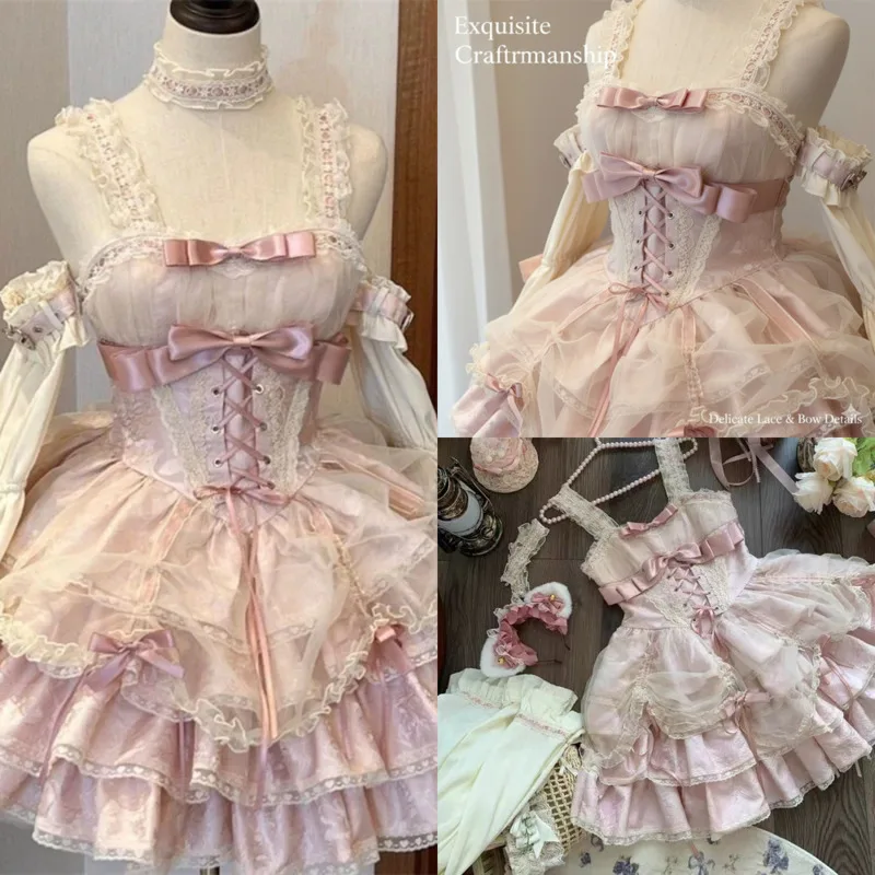 Rose Butler JSK Dresses Y2K Ballet Lolita Style Sweet Spicy Pure Desire Aesthetic Soft Loose A-Line Dress Subculture Outfit New