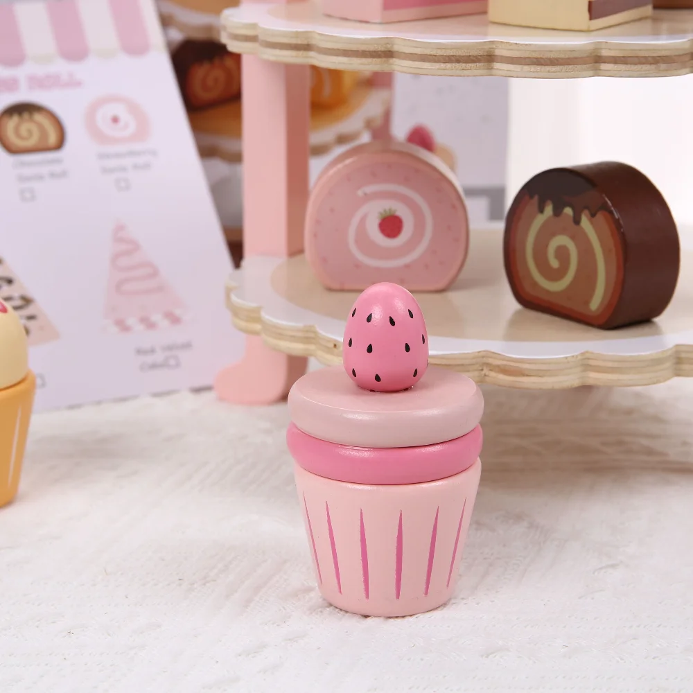 لعبة مجموعة شاي بعد الظهر الخشبية، لعبة التظاهر بالطعام للأطفال، لعبة لعب الأدوار، لعبة منزلية للبنات والأولاد، هدايا للأطفال