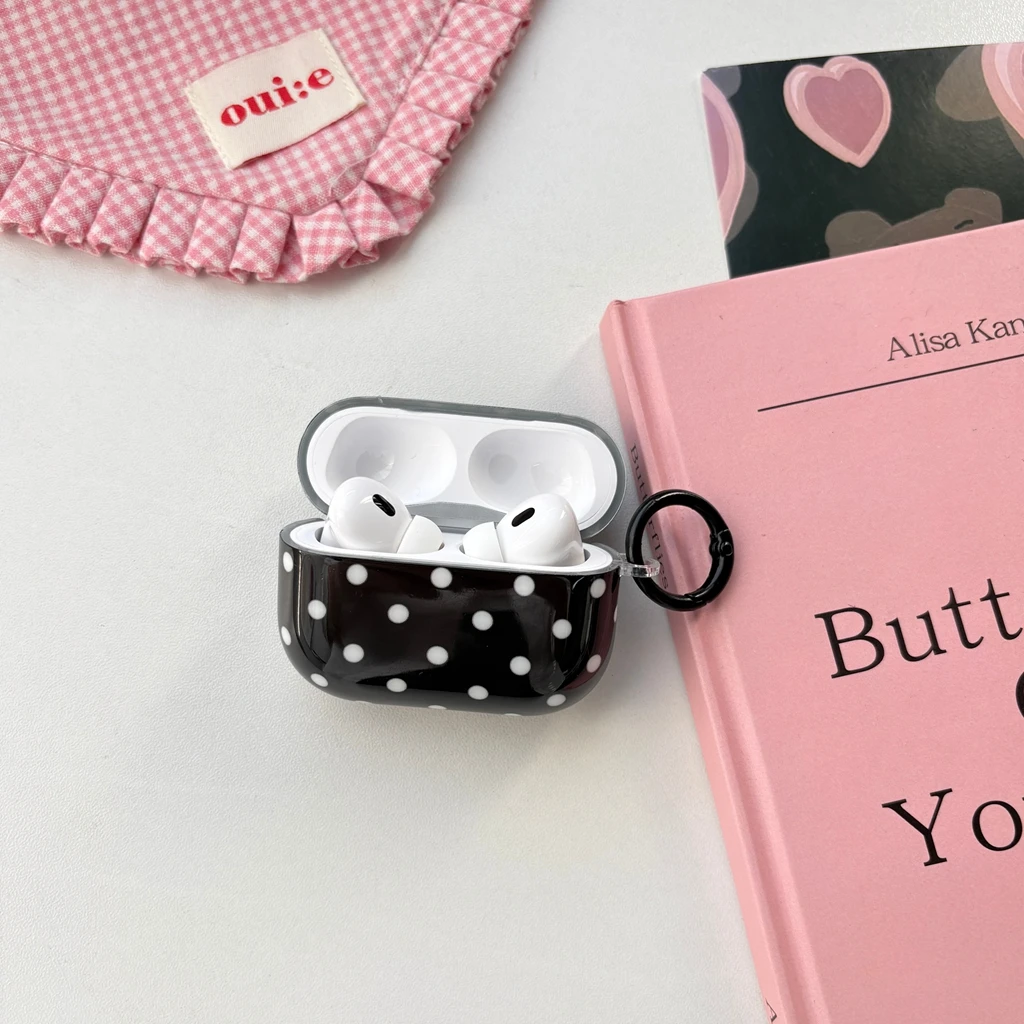 سيمبلي لون الاصطدام أسود أبيض موجة نقطة لصق هوك حقيبة سماعة الاذن غطاء ل AirPods 1 أو 2 3 4 Pro 2 Pro 3