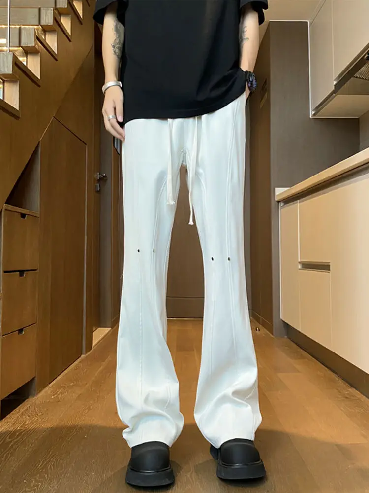 Летние мужские брюки-клеш из ледяного шелка с микро-клеш