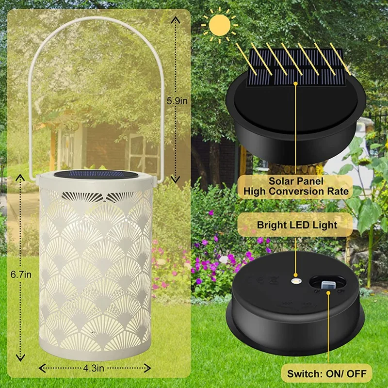 Farol Solar de mesa impermeable, lámpara colgante de jardín, decoración con mango