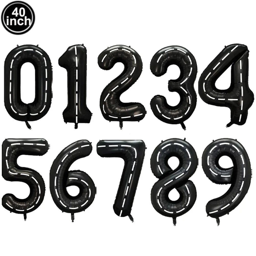 32/40Inch Race Car Birthday Number Balloon Truck Racetrack White Checkered 0-9 Foil Balloon Boys Birthday Racing Car Party Decor - view 3