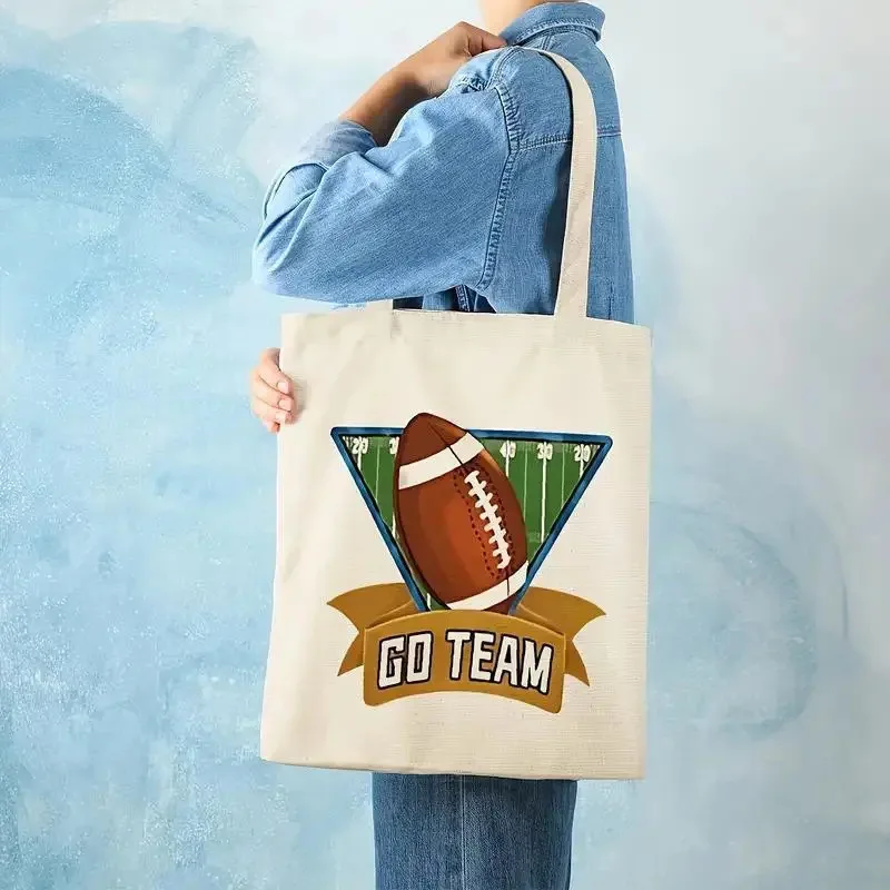 

Women Shoulder Canvas Bag American Football Print Tote Bag Reusable Daily Canvas Bag for Game School or Sports Enthusiasts
