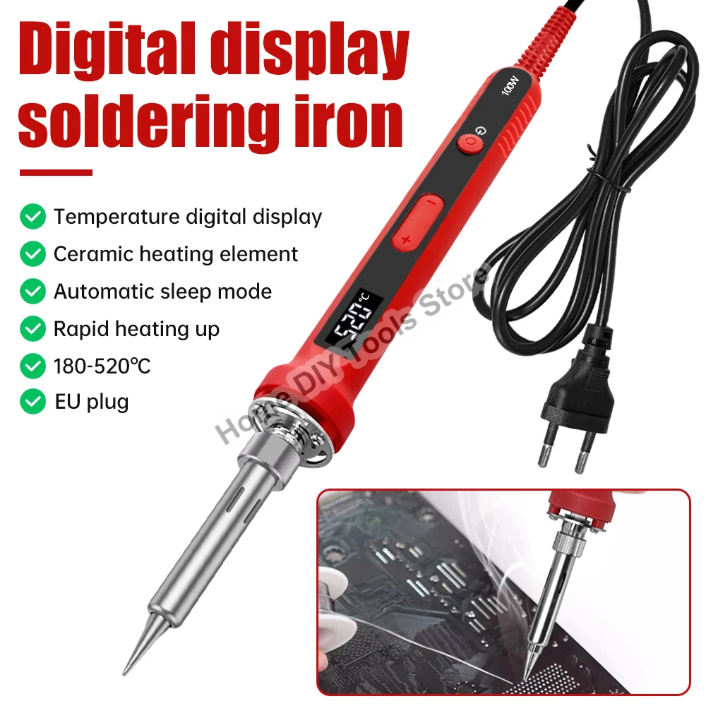 100W Digital Electric Soldering Iron Portable Adjustable Temperature Internal Thermal Electronic Welding Tools With Switch