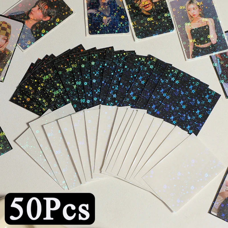 50pcs Card Sleeve Transparent Laser Top Loading Trading Card Holder Cover Ultra-Clear Card Protector for Idol Photo Photocards