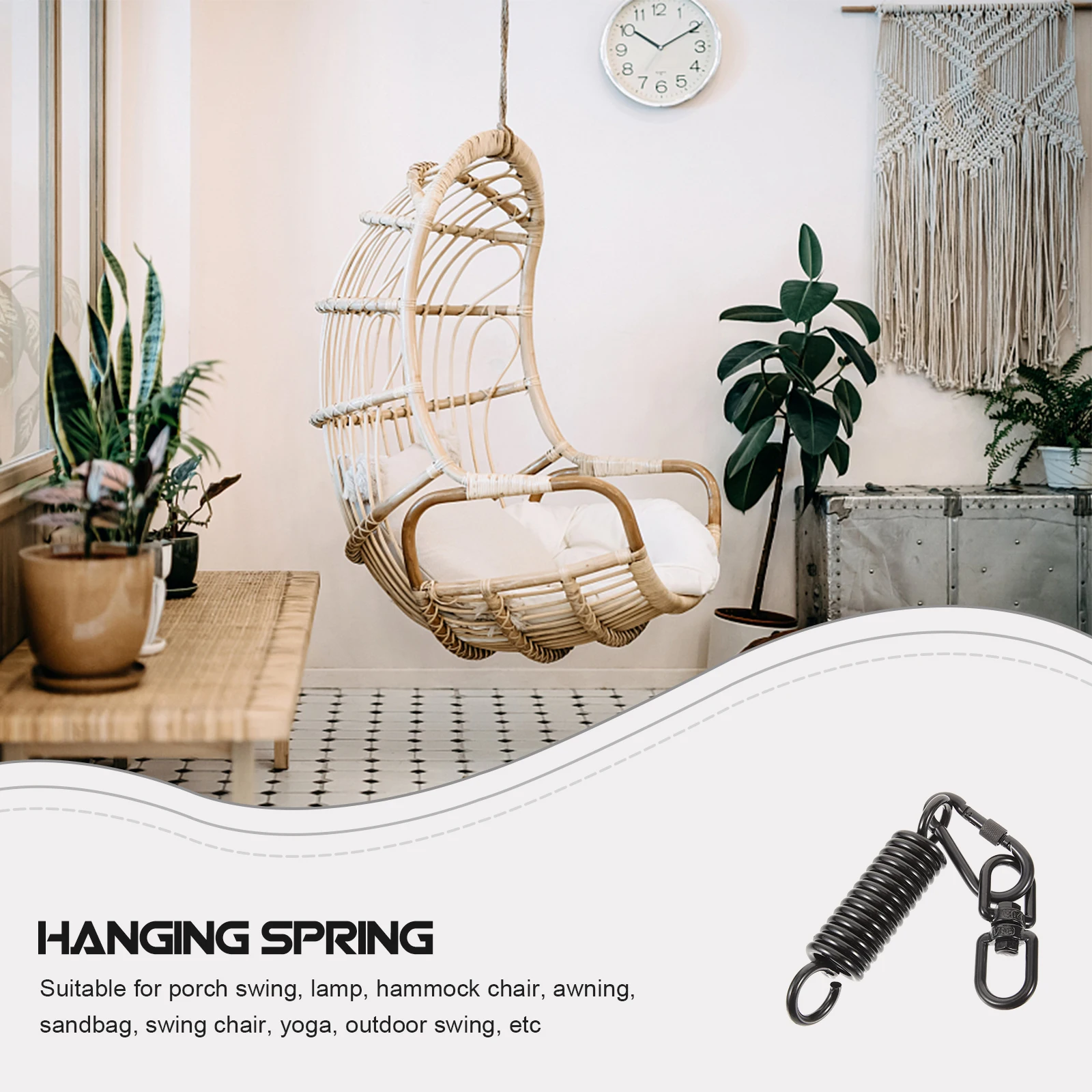 

1 Set Hammock Spring Kit Heavy Duty Metal Swinging Hanging Adapter Ring 360° Rotation Sturdy Carbon Steel Hanging Supplies For