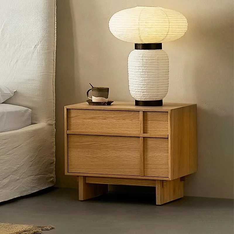 

Modern simple solid wood bedside table wabi wind bedroom bedside locker log color storage cabinet