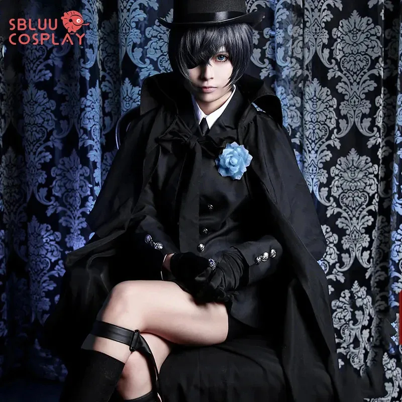 

SBluuCosplay аниме Черный дворецкий Сиэль Фантомхайв похоронный косплей костюм Kuroshitsuji костюм на Хэллоуин