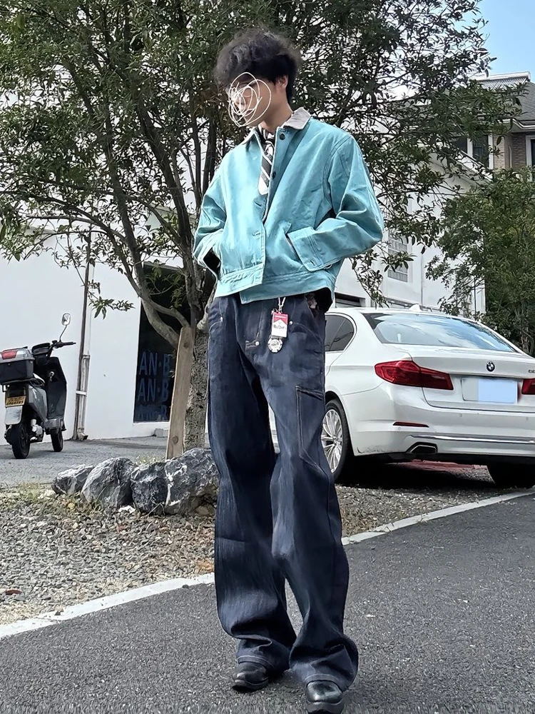 الأمريكية Sle الرجال البيسبول Jaet ربيع الخريف واسعة Boxy عمال كلينفيت ديترويت Utili معطف مستقيم هيم عادية #5