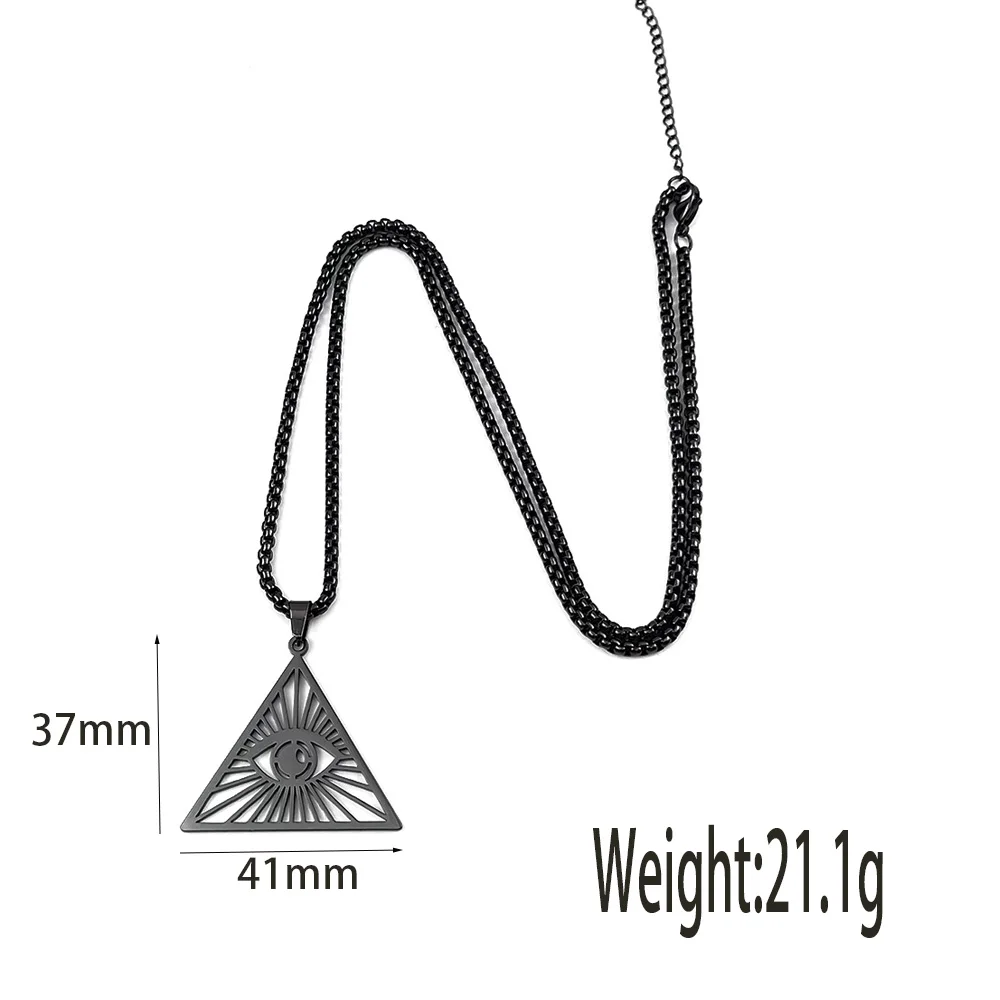 Stainless Steel Ancient Egypt Eye of Horus Necklace Retro Triangle Eye of Ra Pendant Necklace for Women Egyptian Amulet Jewelry