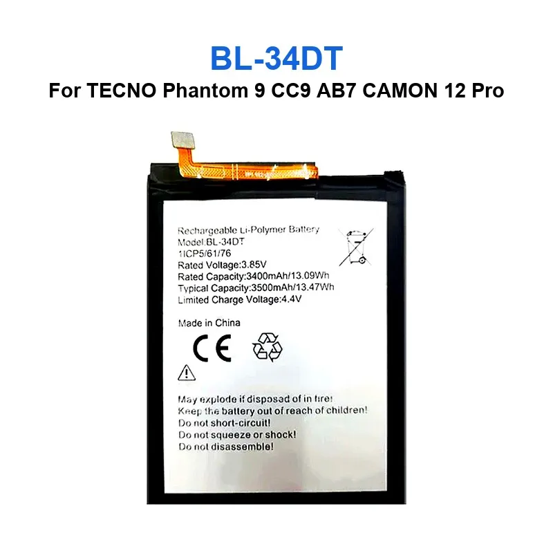بطارية لـ Tecno Pop 4 Pro 7 5 Phantom 9 Phantom9 CC9 AB7 CAMON 12 Pro BF6 Spark Go 2023 2024 BL-49FT BL-58DT BL-34DT BL-49NT