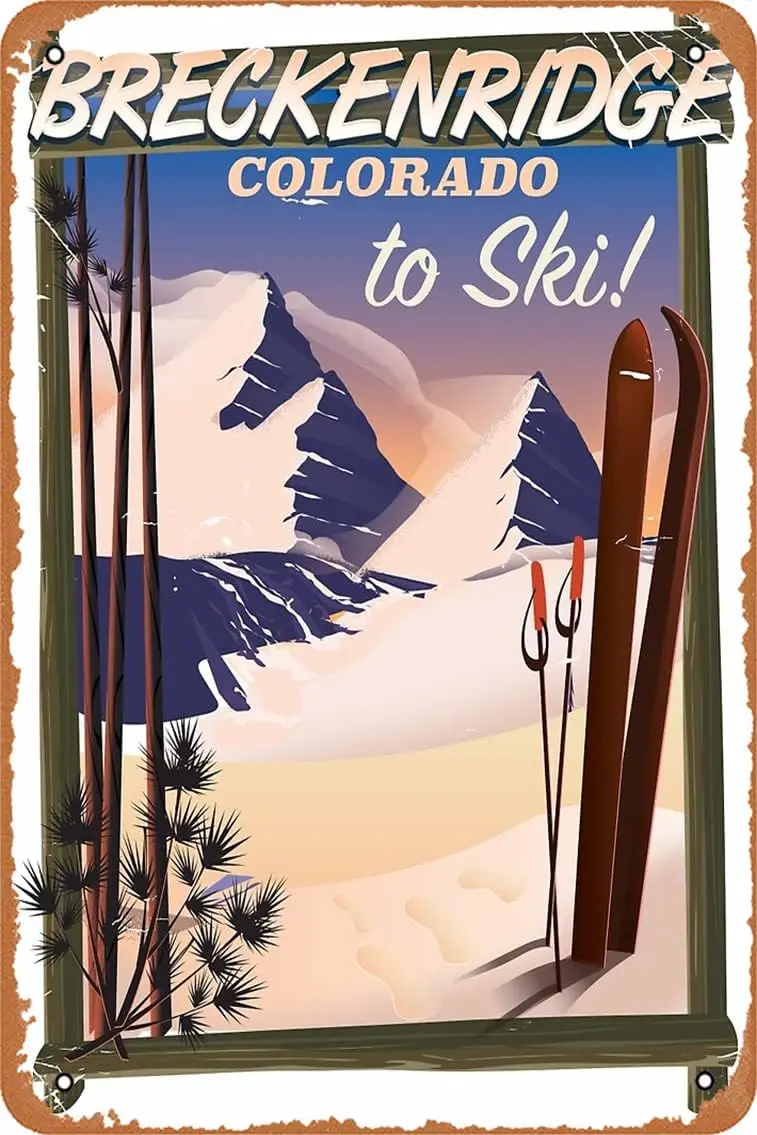 Breckenridge, Colorado ski poster Poster Metal Tin Sign Vintage 8x12 Inch