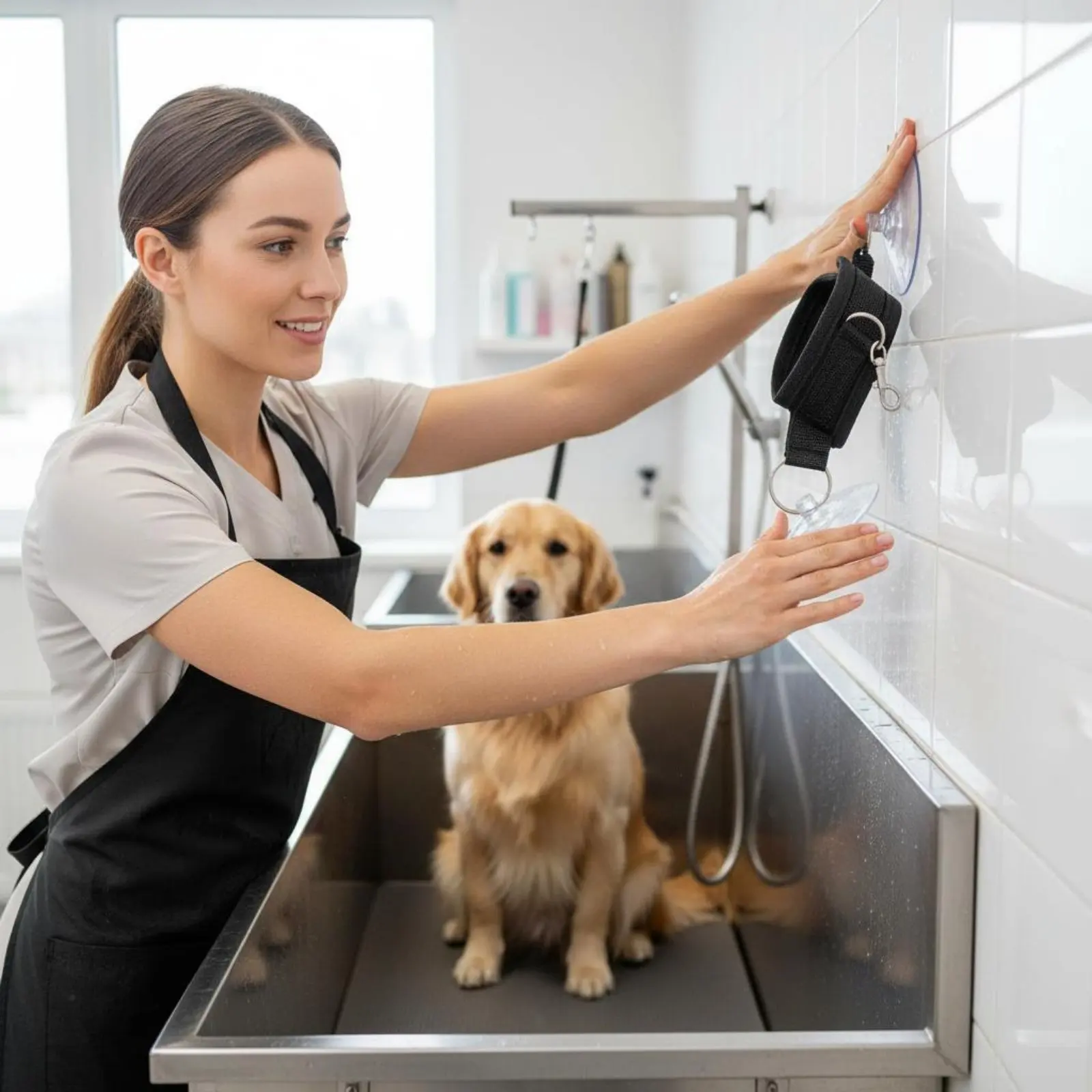 Suction Holder Pet Restraint Sturdy Duty Pet Bathing Tether for Bathroom