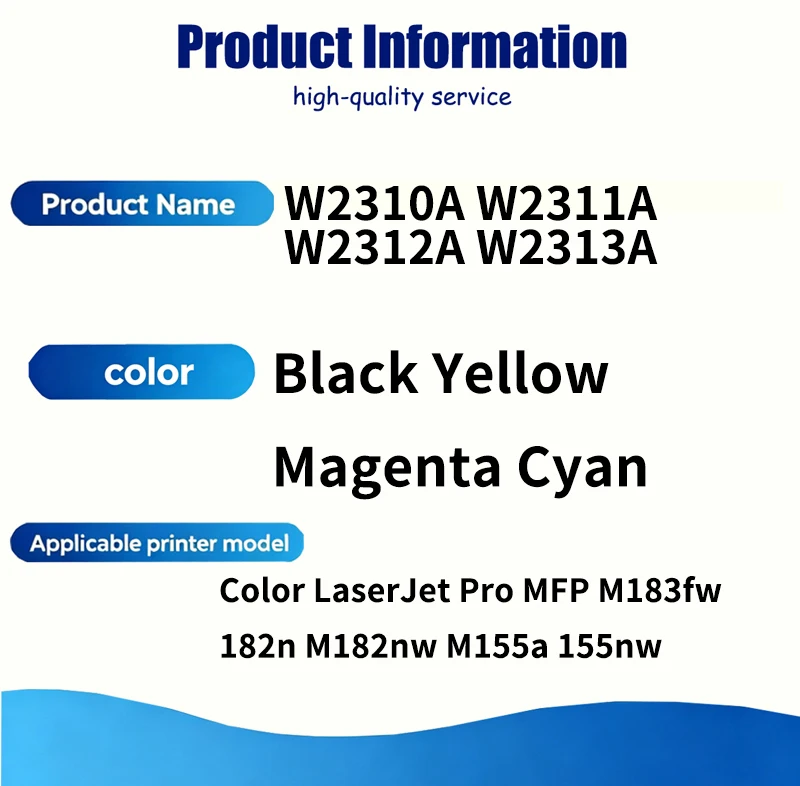1 SET W2310A W2311A W2312A W2313A 215A Toner Cartridge Compatible For HP Color LaserJet Pro MFP M183fw 182n M182nw M155a 155nw