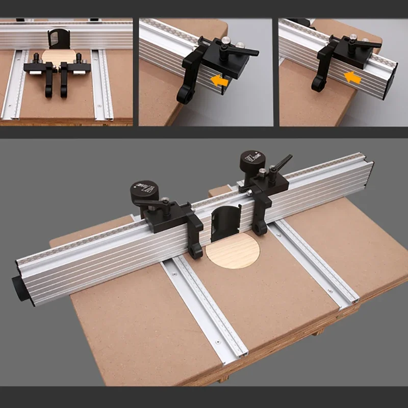Drill Press Table Fence, Woodworking Adjustable Fence&Stop Block For DIY Assisted Repetitive Positioning w/Dust Collection Port
