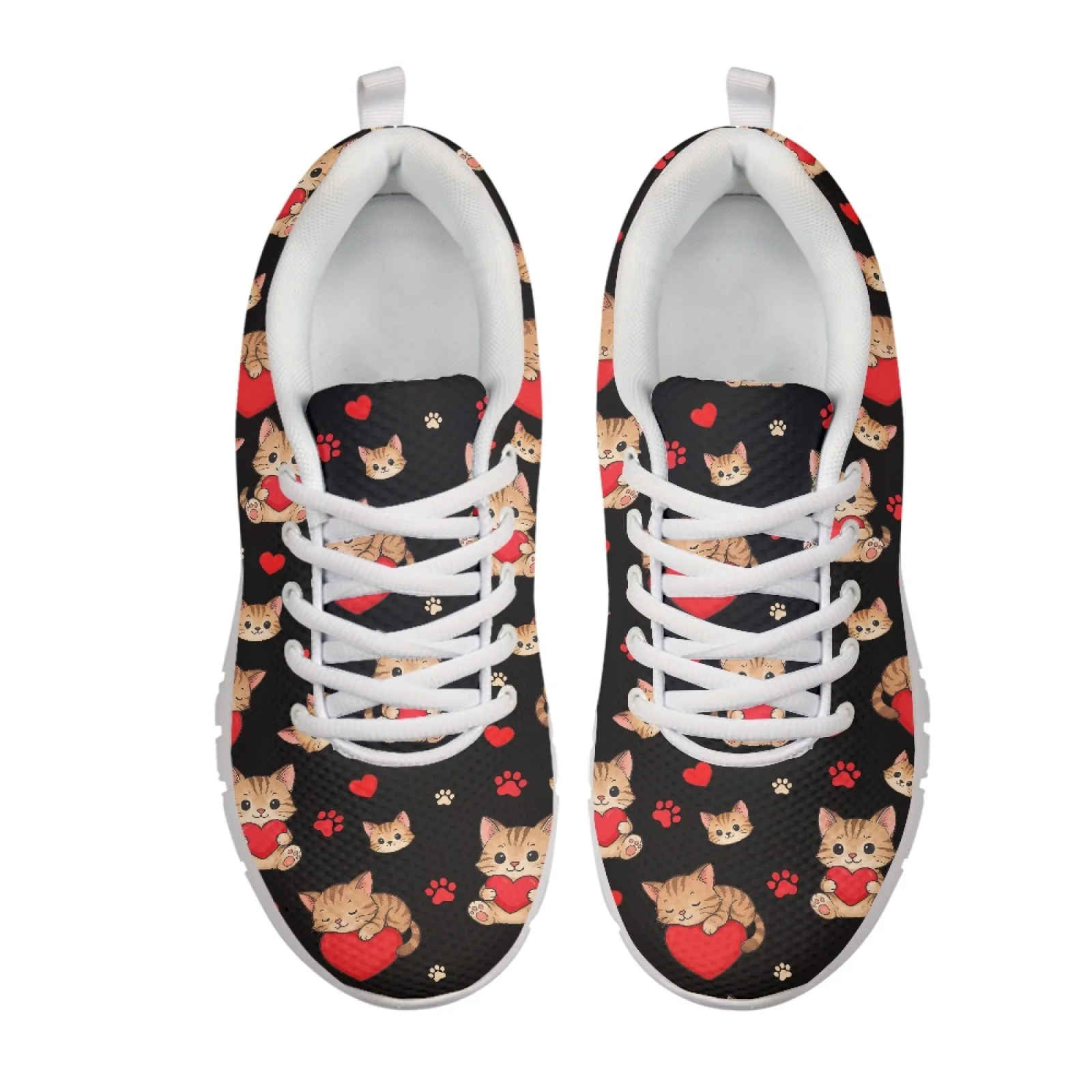 Coloranimal Cute Cat Heart Womens Air Mesh Sneakers, Breathable Athletic Trainers for Running Walking and Tennis Sports