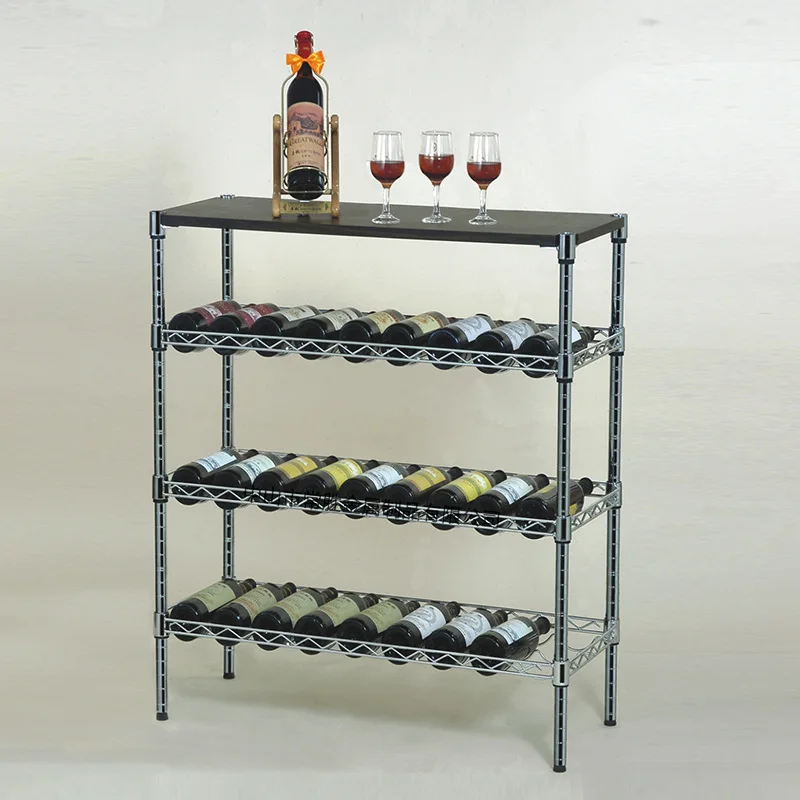 Large-capacity red wine rack Multi-layer wine storage rack  rack Amazon can hang wine glasses Top layer with wooden board