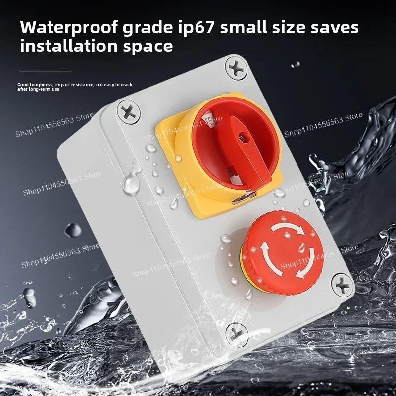 Waterproof Universal Control Box for Chip Removal Machine, Transfer Switch w/ E-Stop & Fwd/Rev Buttons