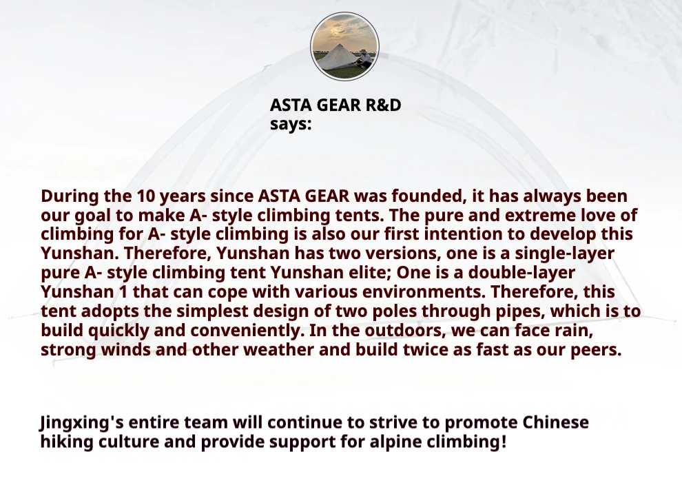 ASTA GEAR Yunshan 1-Doppelschichtzelt – Ultraleichtes, mit Silikon beschichtetes Einzelzelt für Bergsteigen, Wandern und Schneemontage – Detail 3