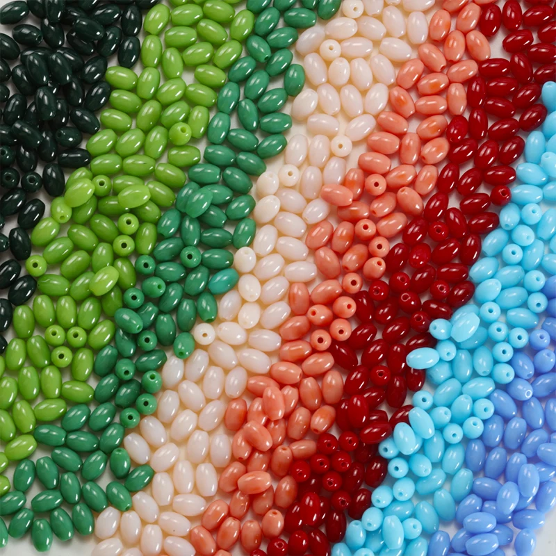4x6mm Oval Porcelain Smooth Rice Grains Beads Loose Spacer Bead for Jewerly Making Needlework Bracelet Necklace DIY Beading