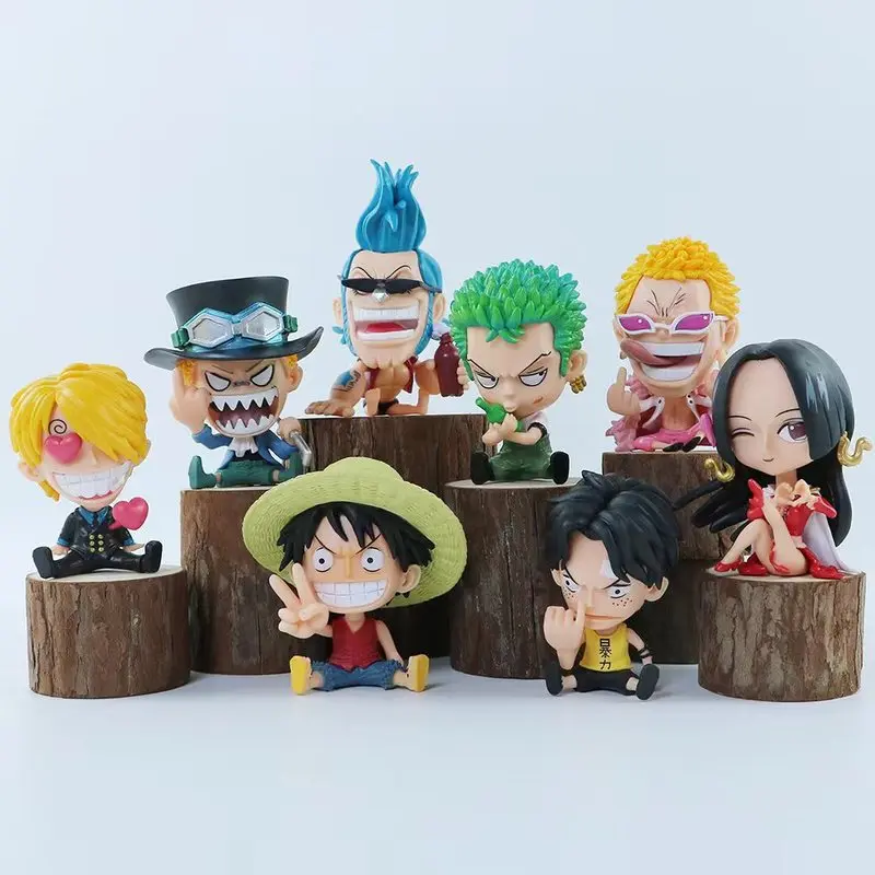 One Piece Q Version Comic Monkey·D·Luffy Roronoa Zoro Nami Garage Kit Model Navigation King Periphery Gift Car Ornaments Sanji